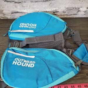 Outward Hound Blue Hiking Zipped Dog Travel Backpack Saddlebag Carrier sz M
